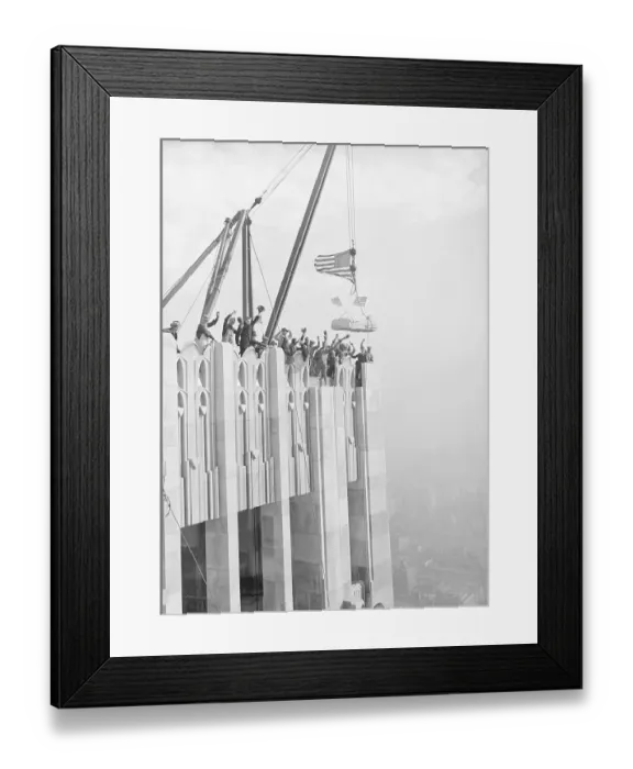 Framed Print : Workers Placing Last Stone on RCA Building Framed Print : Workers Placing Last Stone on RCA Building