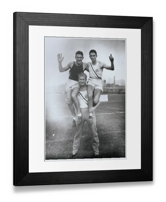 Framed Print : Track Men Posing at First Day of Workout Framed Print : Track Men Posing at First Day of Workout