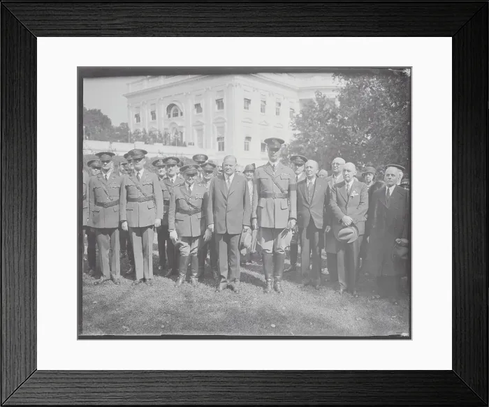 Framed Print : President Hoover Posing with Military Order Members Framed Print : President Hoover Posing with Military Order Members