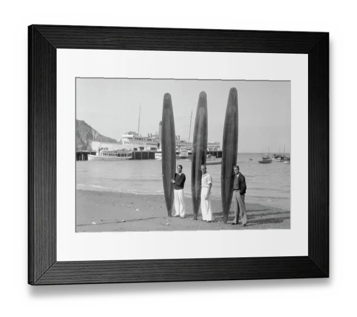 Framed Print : Surfers on Beach with Their Boards Framed Print : Surfers on Beach with Their Boards