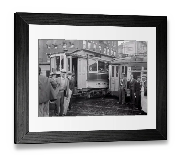 Framed Print : Aftermath of Trolley Car Collision Framed Print : Aftermath of Trolley Car Collision
