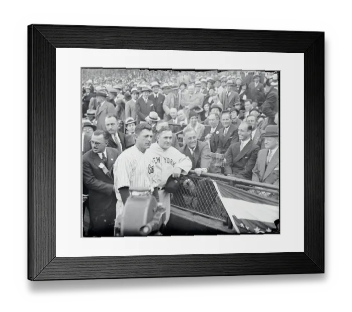 Framed Print : Franklin Roosevelt with Son and Baseball Notables