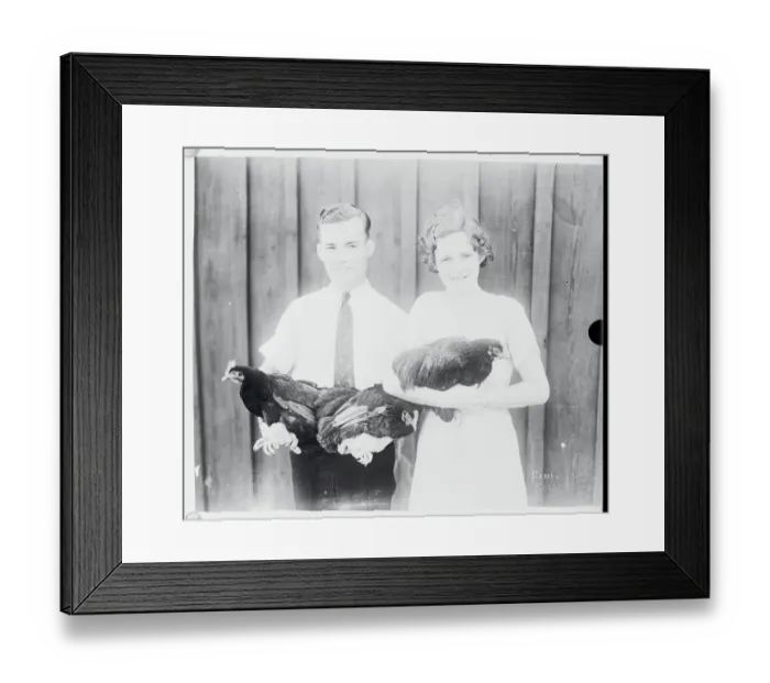 Framed Print : Students Posing with Chickens Framed Print : Students Posing with Chickens