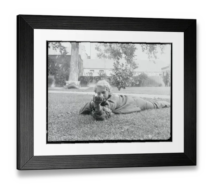 Framed Print : Louise Tittman Aiming Her Rifle Framed Print : Louise Tittman Aiming Her Rifle