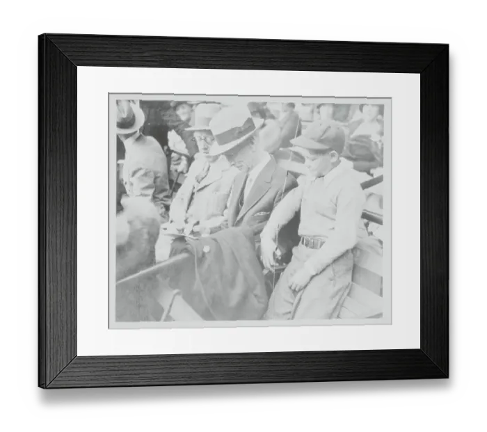 Framed Print : Connie Mack Signing Autograph for Youngster
