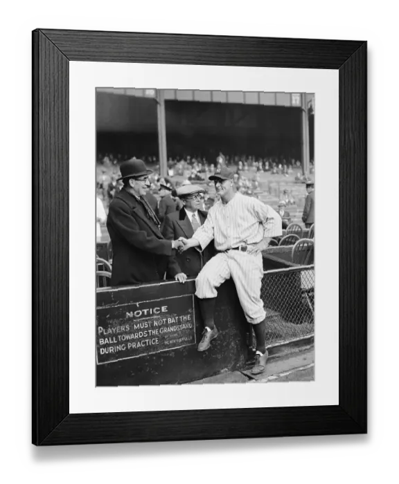 Framed Print : Lou Gehrig Greeting Acquaintances on Stadium Sidelines Framed Print : Lou Gehrig Greeting Acquaintances on Stadium Sidelines