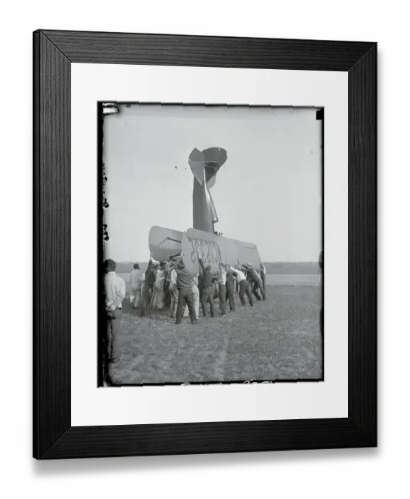 Framed Print : Mechanics Pushing Travel Plane Framed Print : Mechanics Pushing Travel Plane