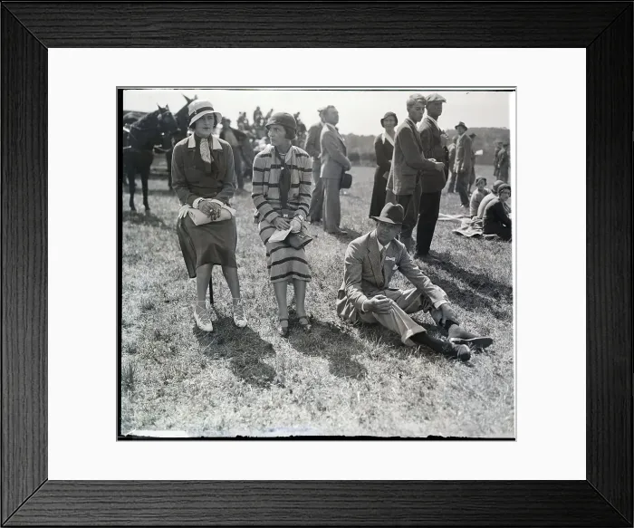 Framed Print : Man And Women Seated On Lawn At Race Framed Print : Man And Women Seated On Lawn At Race