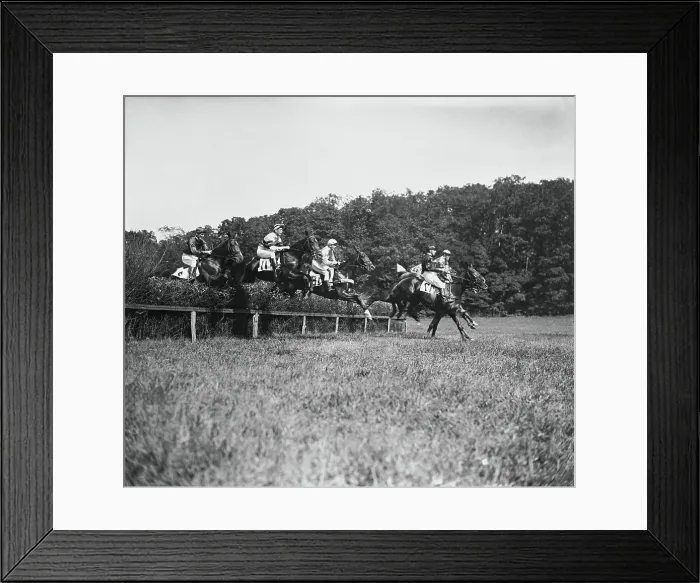 Framed Print : Jockeys Riding Horses over Obstacles Framed Print : Jockeys Riding Horses over Obstacles