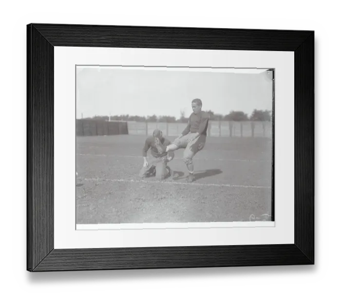Framed Print : Thomas Gannett and Teammate at Football Practice Framed Print : Thomas Gannett and Teammate at Football Practice