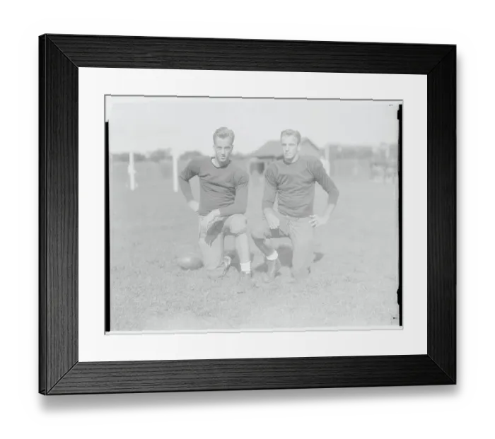 Framed Print : Brother Football Players Kneeling on Field Framed Print : Brother Football Players Kneeling on Field
