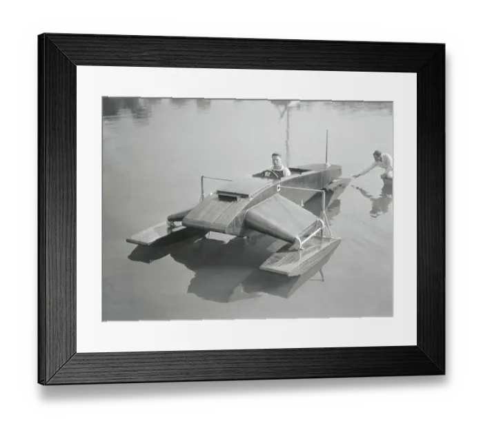 Framed Print : Thomas E. Lake on Waters with His Invention Framed Print : Thomas E. Lake on Waters with His Invention