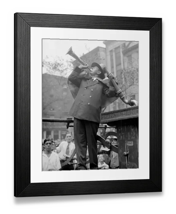 Framed Print : Fire Chief Sounding Horn Framed Print : Fire Chief Sounding Horn