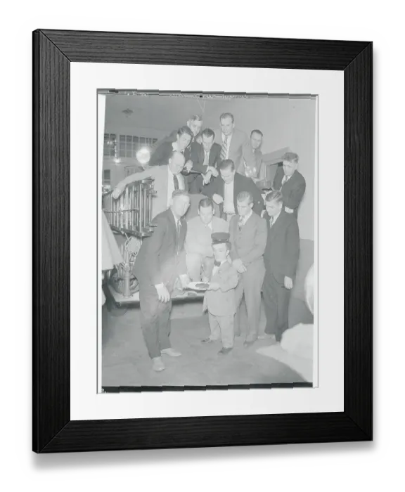 Framed Print : Unusually Short Fireman Being Honored Framed Print : Unusually Short Fireman Being Honored