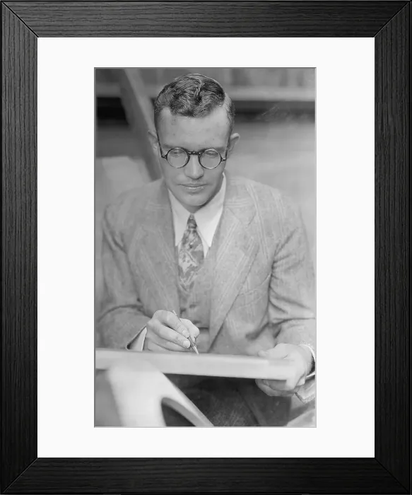 Framed Print : Clyde Tombaugh Writing on Document