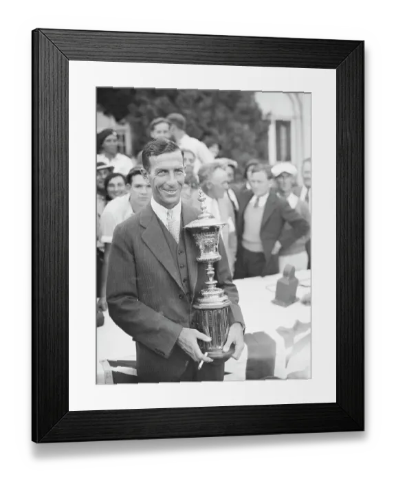 Framed Print : Golfer C. Ross Somerville Holding Golf Trophy Framed Print : Golfer C. Ross Somerville Holding Golf Trophy