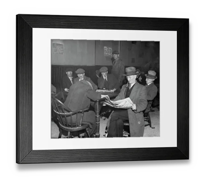 Framed Print : Men Reading at Bowery Rooming House Framed Print : Men Reading at Bowery Rooming House