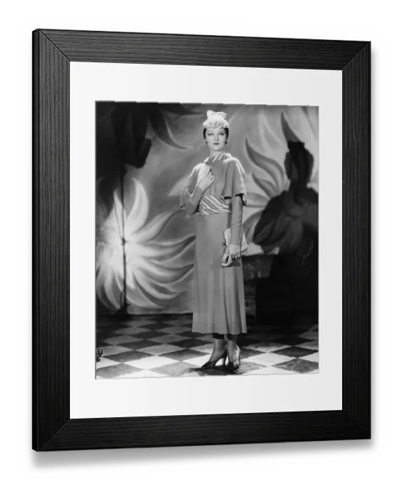 Framed Print : Myrna Loy Wearing Designer Dress and Matching Hat