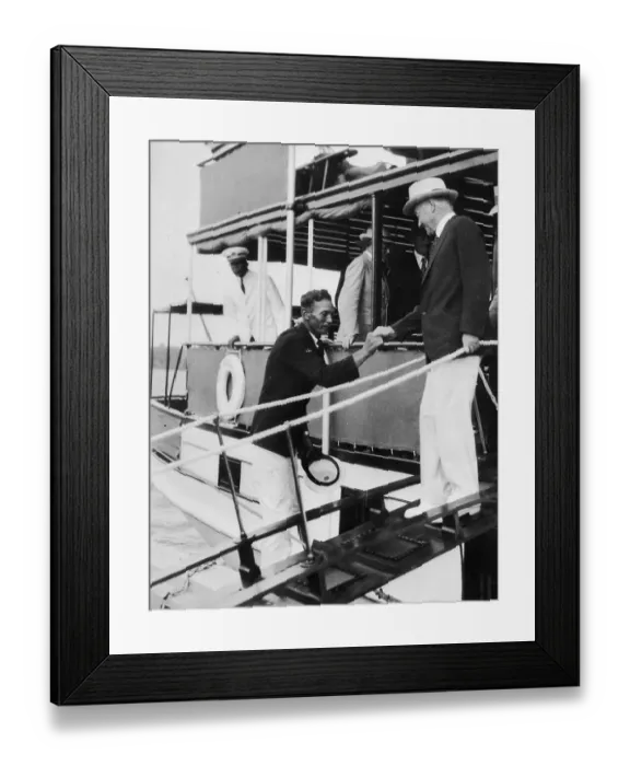 Framed Print : Hoover Leaving Ship After President's 3-Day Fishing Trip Framed Print : Hoover Leaving Ship After President's 3-Day Fishing Trip