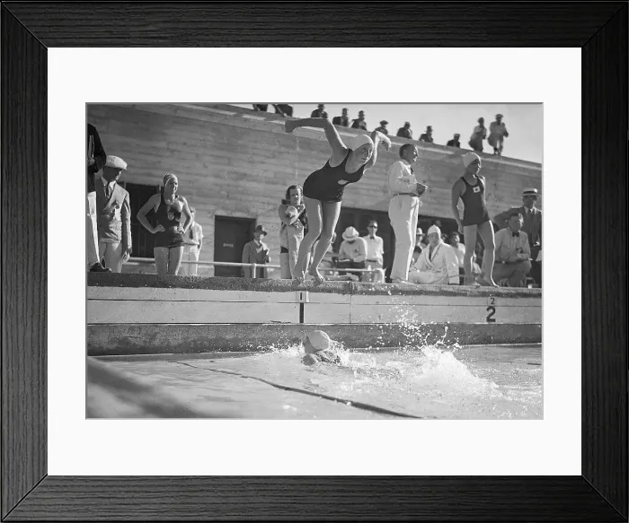 Framed Print : Helene Madison Diving in the 4x100-Meter Relay Framed Print : Helene Madison Diving in the 4x100-Meter Relay