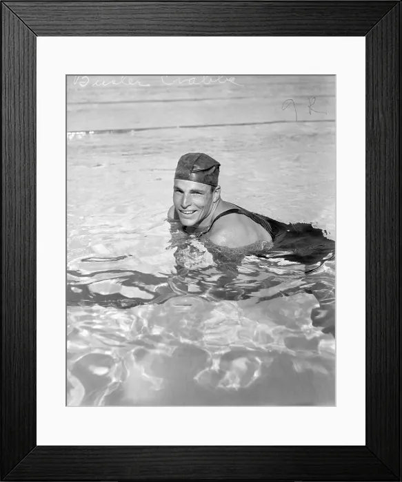 Framed Print : Buster Crabbe Of Us Swimming Team In Wat