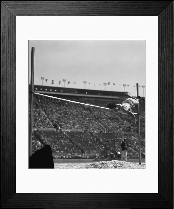Framed Print : Babe Didrikson in High Jump Event Framed Print : Babe Didrikson in High Jump Event