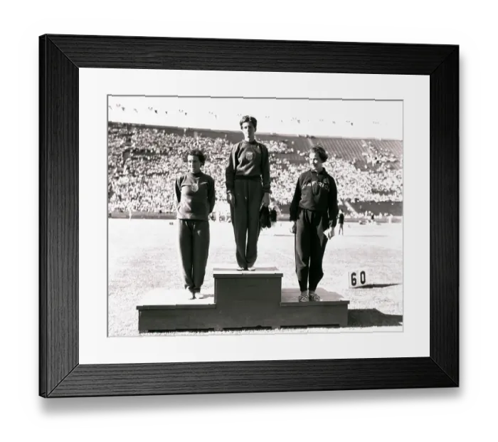Framed Print : Babe Didrikson on Olympic Pedestal Framed Print : Babe Didrikson on Olympic Pedestal