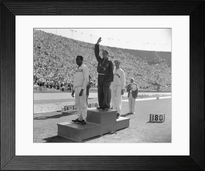 Framed Print : Olympic Winners Giving Homage to Their Country Flags Framed Print : Olympic Winners Giving Homage to Their Country Flags