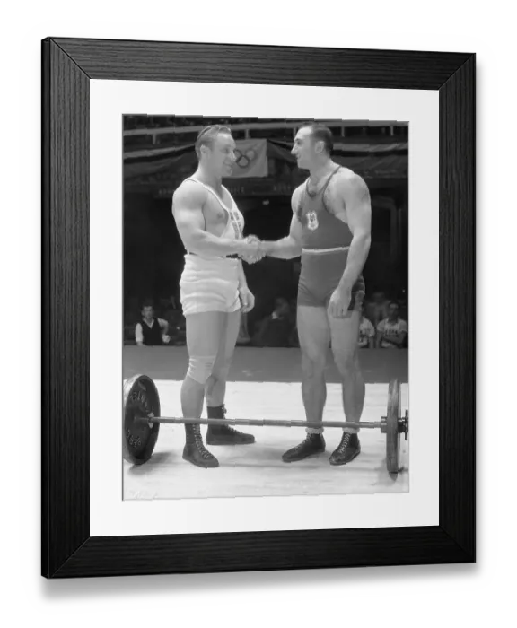 Framed Print : Svend Olsen Congratulating Louis Hostin Framed Print : Svend Olsen Congratulating Louis Hostin