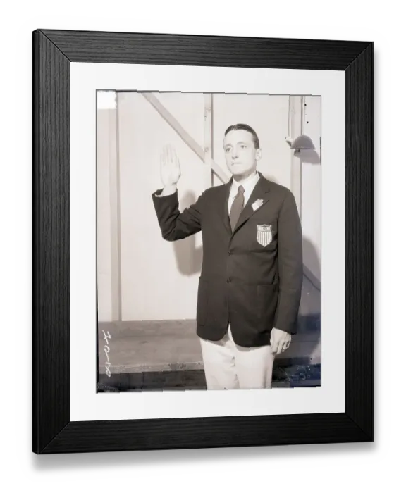 Framed Print : George C. Calnan Takes Olympic Oath Framed Print : George C. Calnan Takes Olympic Oath