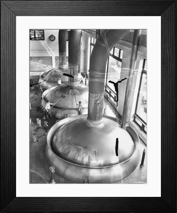 Framed Print : Inside A Large Brewery / Men Clean Tanks Framed Print : Inside A Large Brewery / Men Clean Tanks