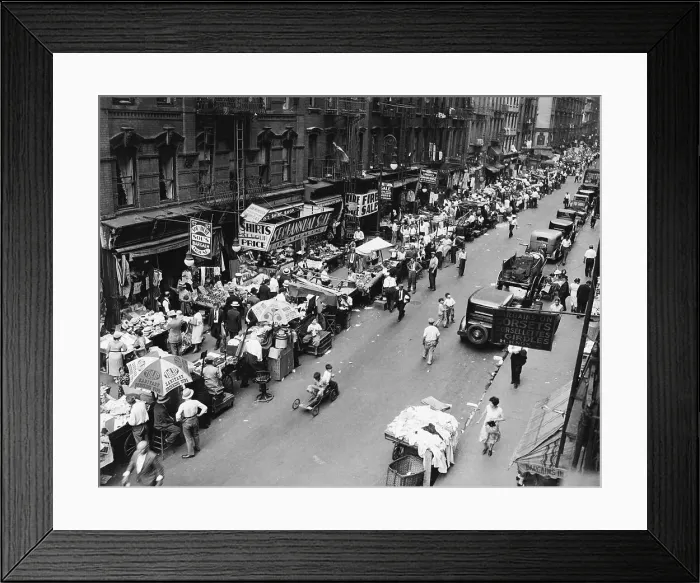Framed Print : Pushcart Vendors on New York Street Framed Print : Pushcart Vendors on New York Street