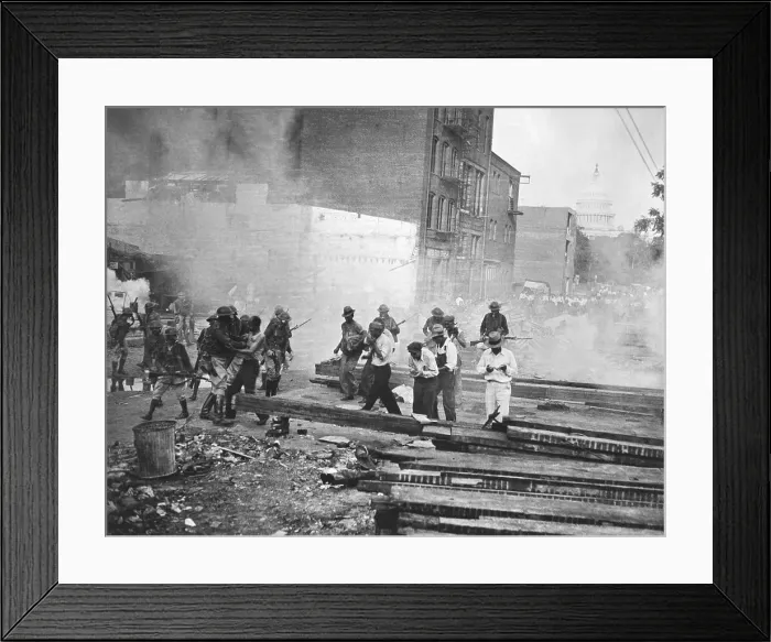 Framed Print : Dispersal Of Veterans With Tear Gas Framed Print : Dispersal Of Veterans With Tear Gas