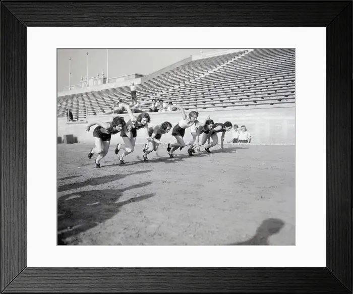 Framed Print : Canadian Girl's Track Team, Practicing Framed Print : Canadian Girl's Track Team, Practicing