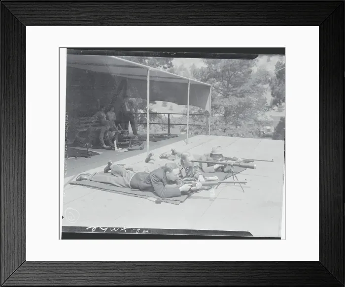 Framed Print : Men Aiming Rifles Framed Print : Men Aiming Rifles