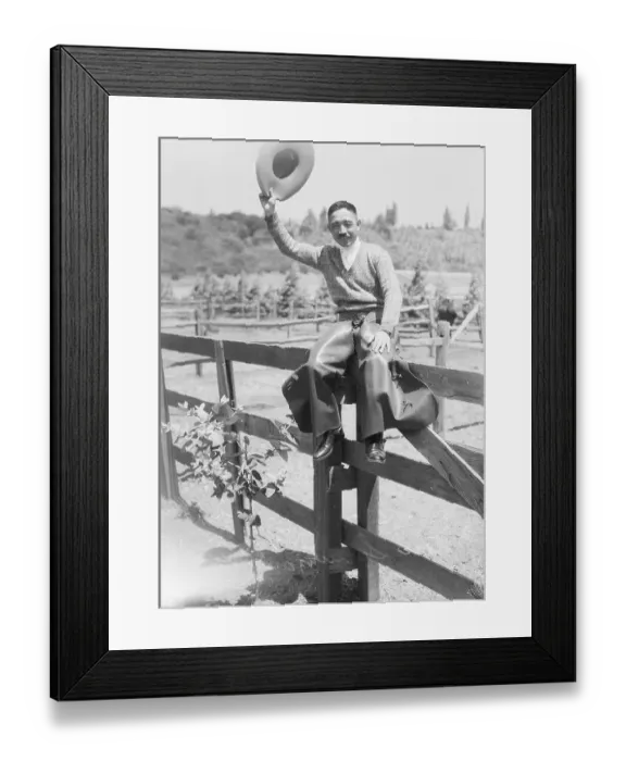 Framed Print : Japanese Olympic Equestrian Shunzo Kido in Cowboy Garb Framed Print : Japanese Olympic Equestrian Shunzo Kido in Cowboy Garb