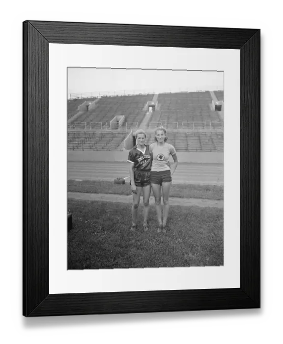 Framed Print : Mildred Didrickson and Jean Shiley Standing Together on Track Field Framed Print : Mildred Didrickson and Jean Shiley Standing Together on Track Field