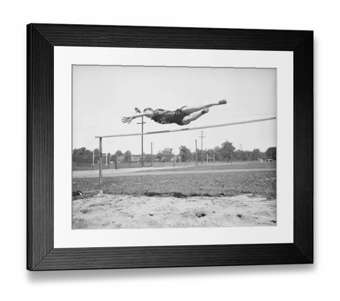 Framed Print : Mildred Babe Didrickson Going Over Bar Framed Print : Mildred Babe Didrickson Going Over Bar