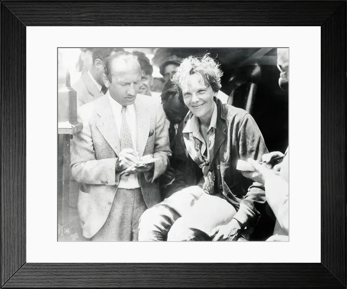 Framed Print : Reporters Interviewing Amelia Earhart Framed Print : Reporters Interviewing Amelia Earhart