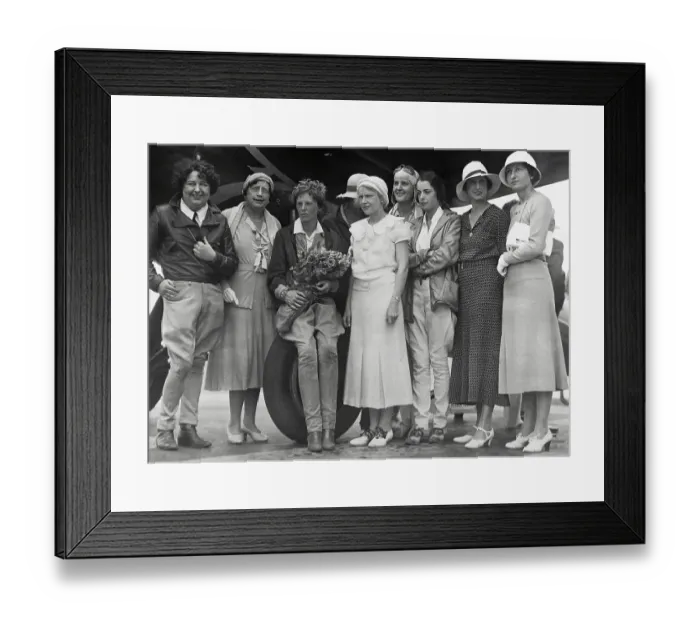 Framed Print : Aviatrix Amelia Earhart with Women Flyers Framed Print : Aviatrix Amelia Earhart with Women Flyers
