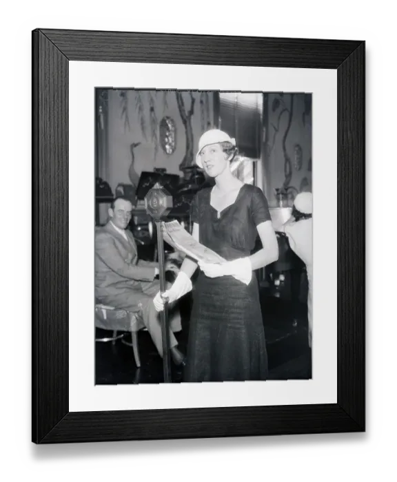 Framed Print : Debutante Auditioning Before Microphone Framed Print : Debutante Auditioning Before Microphone