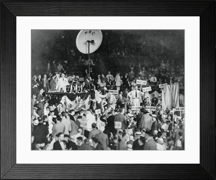 Framed Print : Alben Barkley Watching Demonstration Framed Print : Alben Barkley Watching Demonstration