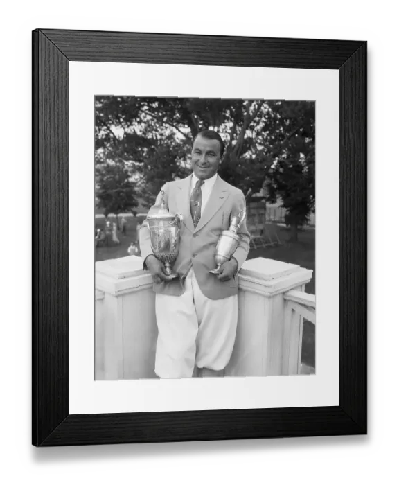 Framed Print : Gene Sarazen Holding Two Famous Trophies Framed Print : Gene Sarazen Holding Two Famous Trophies