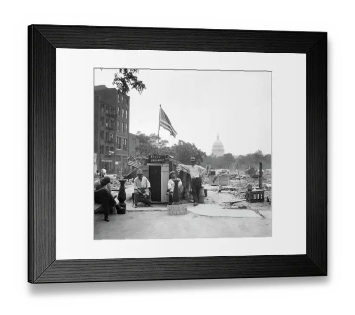 Framed Print : Bonus Men In Front Of Dug-Out In D.C Framed Print : Bonus Men In Front Of Dug-Out In D.C