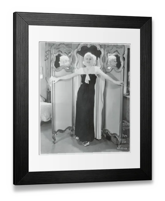 Framed Print : Jean Harlow Wearing Evening Dress in Front of Mirrors Framed Print : Jean Harlow Wearing Evening Dress in Front of Mirrors