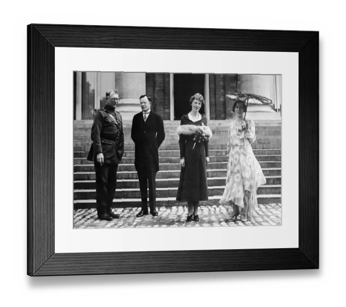 Framed Print : Amelia Earhart and Husband with Belgian Royalty Framed Print : Amelia Earhart and Husband with Belgian Royalty