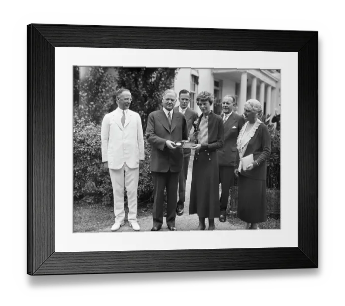 Framed Print : President Hoover Giving Medal to Amelia Earhart Framed Print : President Hoover Giving Medal to Amelia Earhart