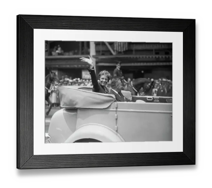 Framed Print : Amelia Earhart Waving During Parade