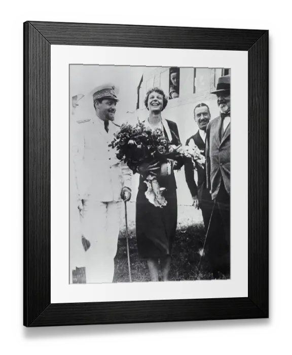 Framed Print : Amelia Earhart Holding Flowers Framed Print : Amelia Earhart Holding Flowers