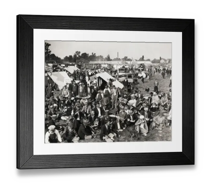 Framed Print : Veterans Eating at Bonus City Camp Framed Print : Veterans Eating at Bonus City Camp